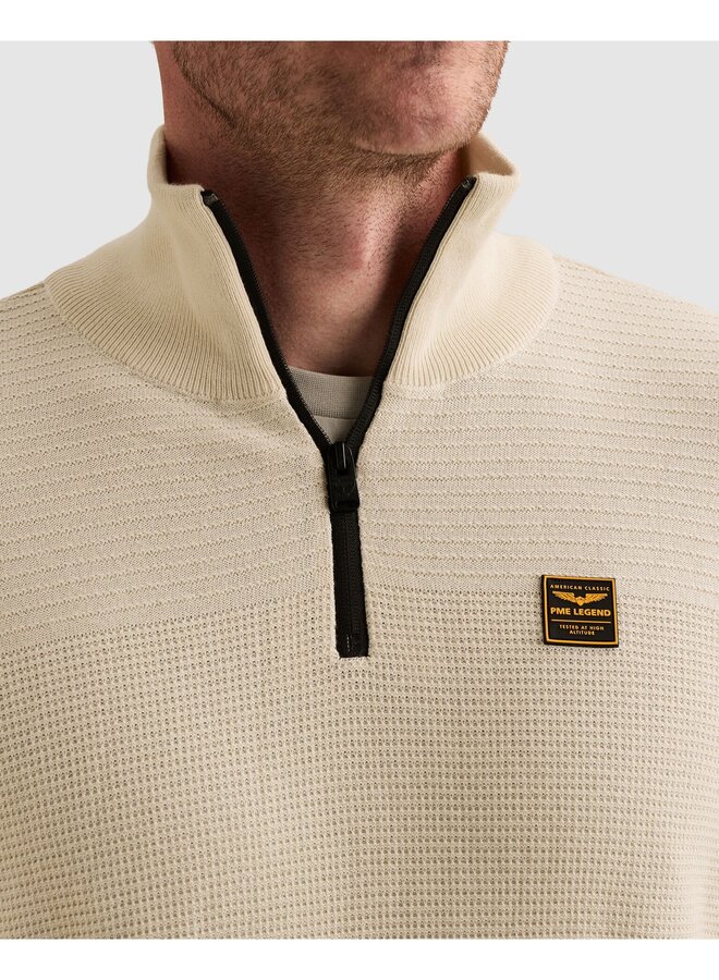 PKW2610301 7013 PME Legend Half zip collar cotton mouline (organic) Bone White
