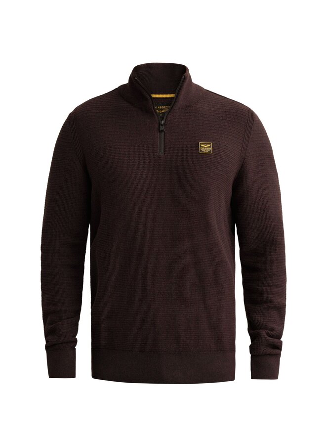 PKW2610301 4357 PME Legend Half zip collar cotton mouline (organic) Dark Aubergine