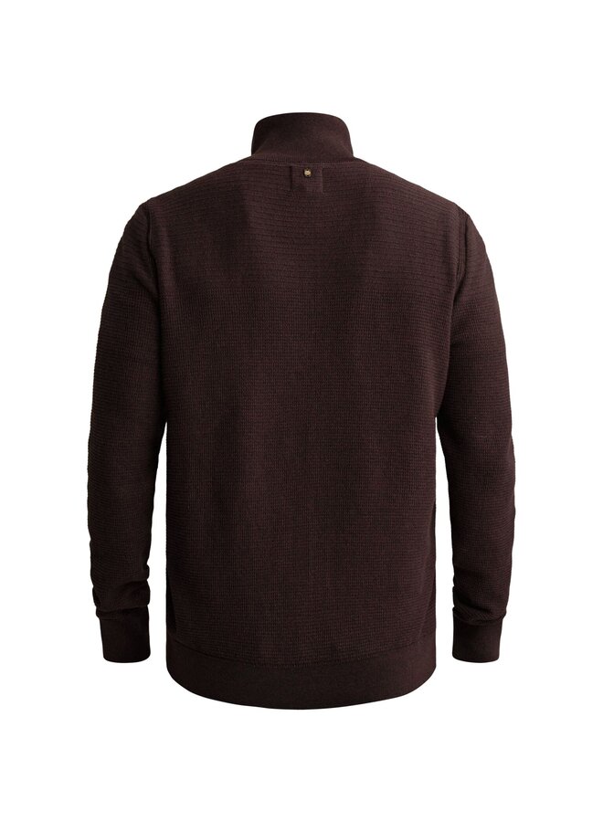 PKW2610301 4357 PME Legend Half zip collar cotton mouline (organic) Dark Aubergine