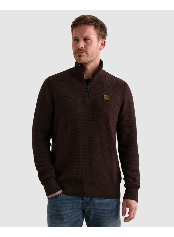 PKW2610301 4357 PME Legend Half zip collar cotton mouline (organic) Dark Aubergine