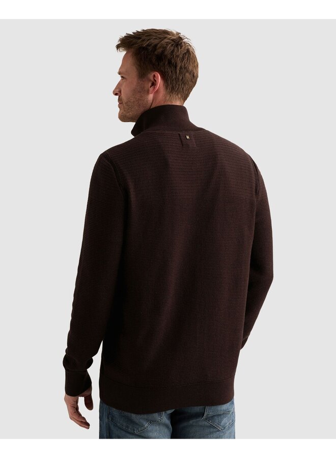 PKW2610301 4357 PME Legend Half zip collar cotton mouline (organic) Dark Aubergine