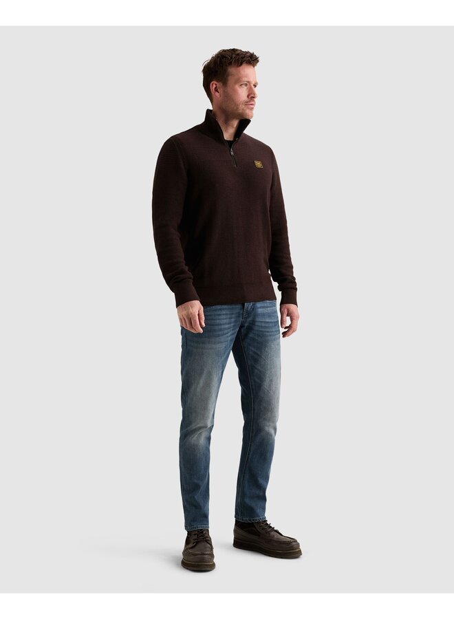 PKW2610301 4357 PME Legend Half zip collar cotton mouline (organic) Dark Aubergine