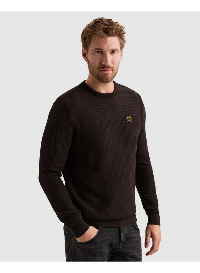PKW2610300 4357 PME Legend R-neck cotton mouline Dark Aubergine