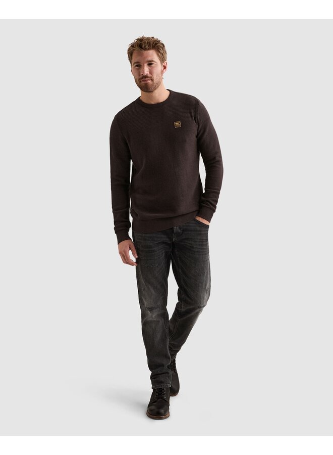 PKW2610300 4357 PME Legend R-neck cotton mouline Dark Aubergine