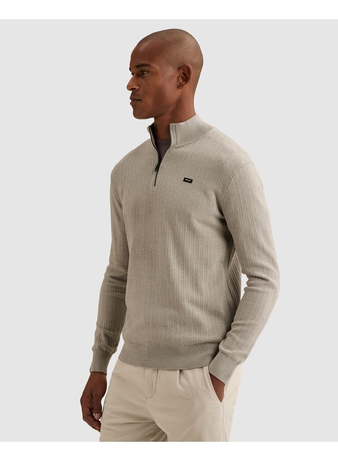 VKW2610344 9104 Vanguard Half zip collar gentleman's deal cotton modal Mourning Dove
