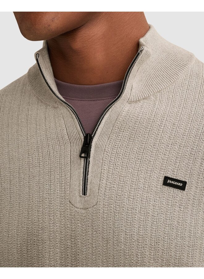 VKW2610344 9104 Vanguard Half zip collar gentleman's deal cotton modal Mourning Dove
