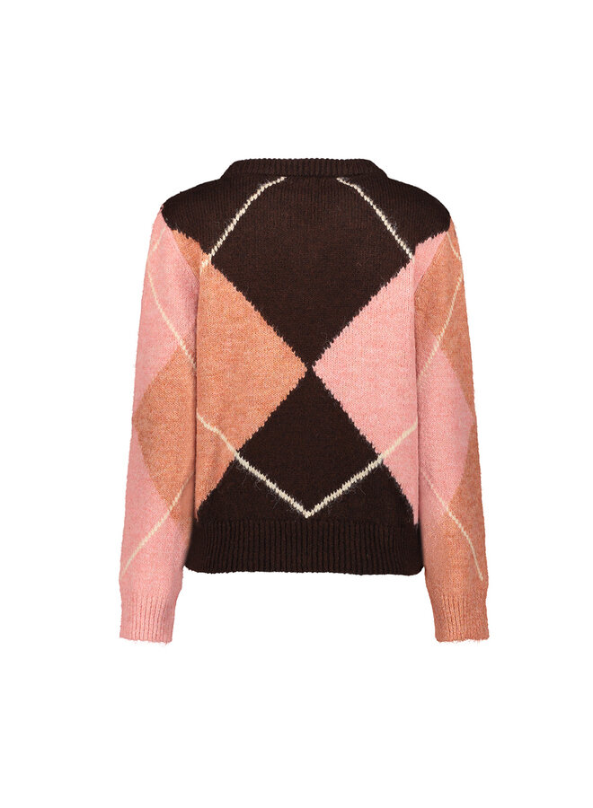 64876-23 775 Geisha Pull argyle brown/orange/pink