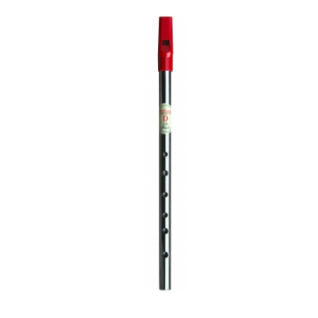 WALTONS NICKEL D TIN WHISTLE - RED COLOURED MOUTHPIECE