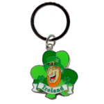 IRISH LEPRECHAUN SHAMROCK HEAD - KEYRING...