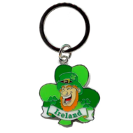 IRISH LEPRECHAUN SHAMROCK HEAD - KEYRING