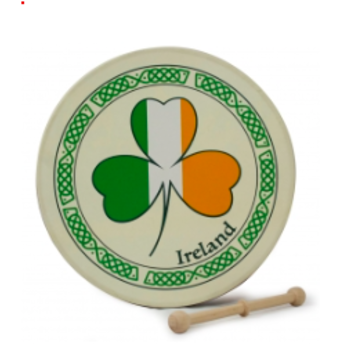 WALTONS - 8" SHAMROCK TRICOLOUR DESIGN BODHRAN
