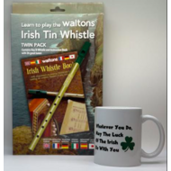 IRISH GIFT IDEAS - WALTONS IRISH TIN WHISTLE PACK & IRISH NOVELTY MUG