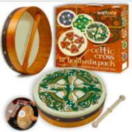 IRISH GIFT SET - WALTONS 12" GAELIC CROSS BODHRAN