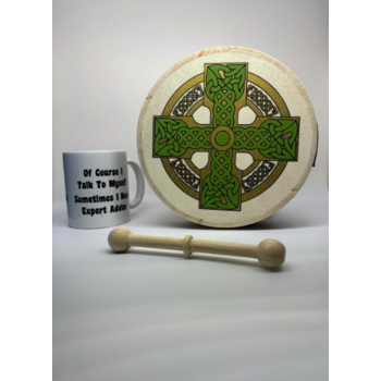 IRISH GIFT IDEAS: NOVELTY MUG & WALTONS 8" CLOGHAN CROSS BODHRAN
