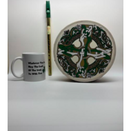 IRISH GIFT SET - IRISH TIN WHISTLE | 8" CELTIC CROSS BODHRAN | IRISH NOVELTY MUG