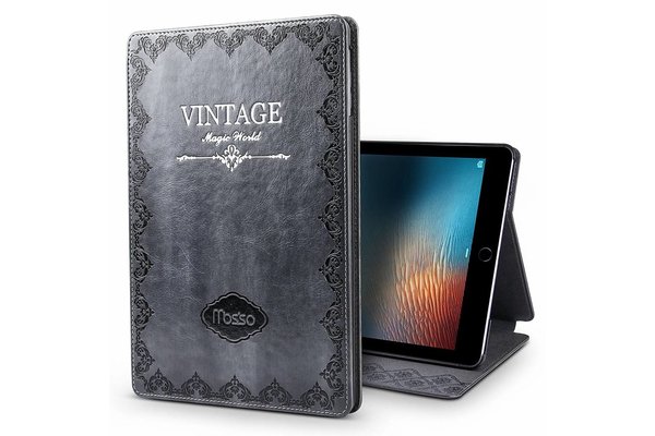 iPadspullekes.nl iPad hoes 2017 leer vintage grijs