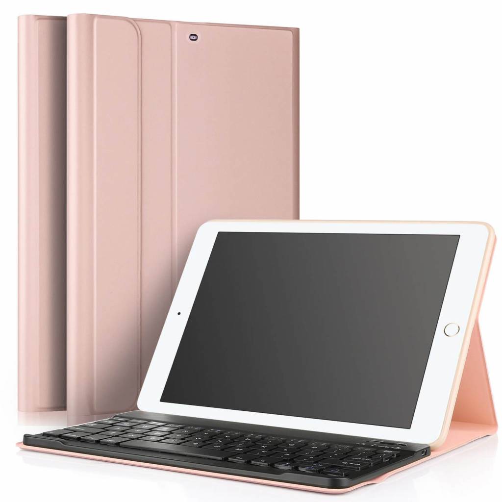 Voor een dagje uit reputatie wandelen iPad 2018 hoes met afneembaar toetsenbord roze - Bestel Nu! - iPadspullekes