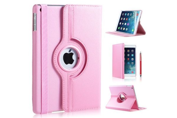 iPadspullekes.nl iPad Mini 4 hoes 360 graden leer licht roze