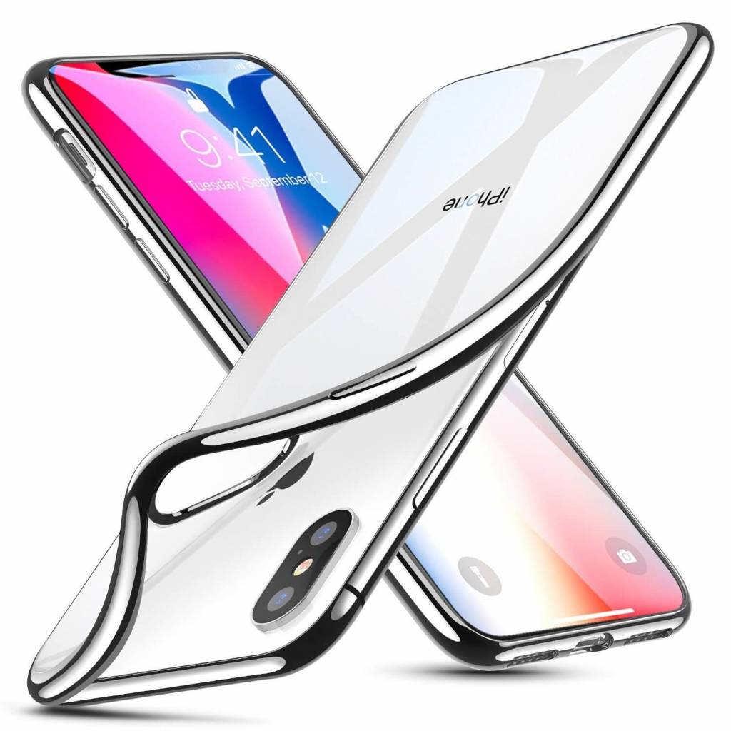 iPhone X hoesje ultradun Zilver zijkant zacht TPU - iPadspullekes