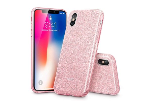 ESR iPhone 7 hoes roze glitters chique design zacht TPU