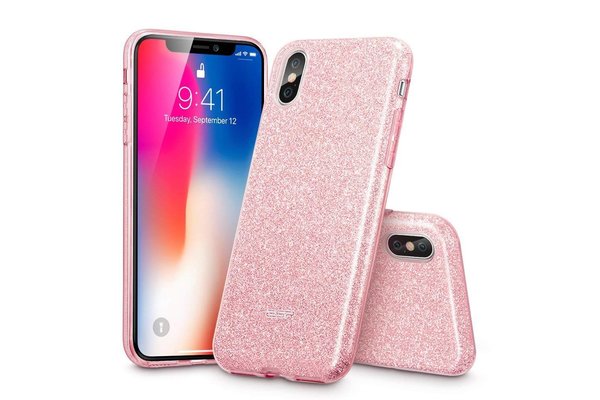 ESR iPhone 8 hoes roze glitters chique design zacht TPU