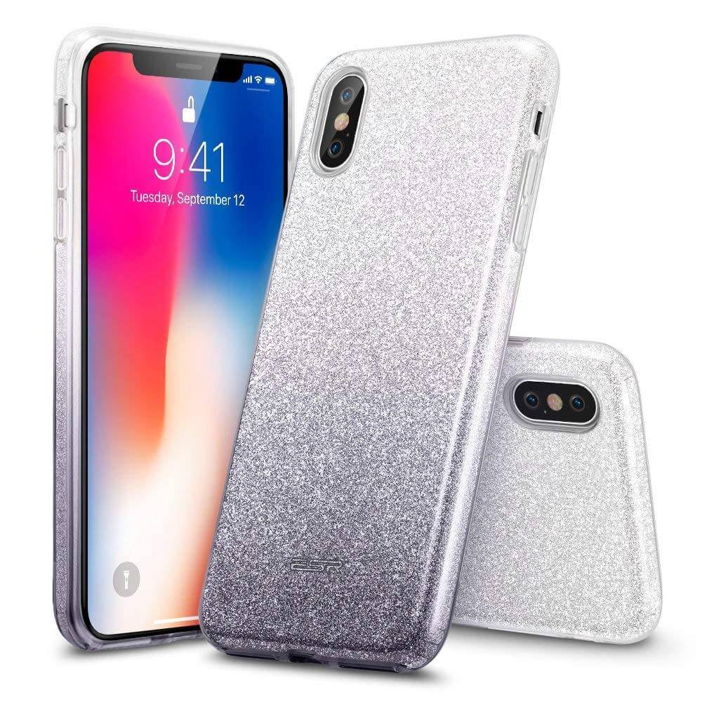 Tram Oceanië Uitwisseling iPhone 8 Plus hoes zilver naar zwarte glitters chique design - iPadspullekes