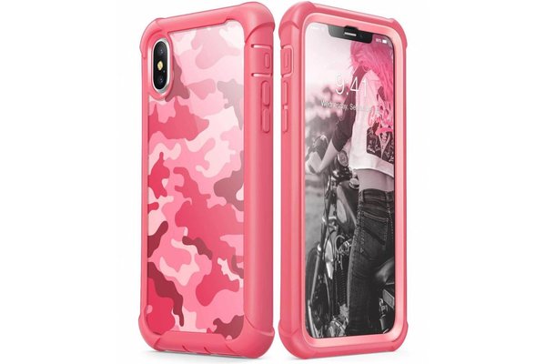 i-Blason iPhone X hoes bescherming met ingebouwde screenprotector camouflage Roze