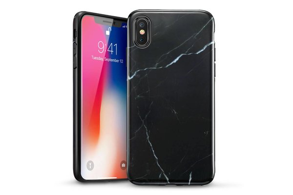 ESR   iPhone XS hoes Marmer zwart wit zacht TPU