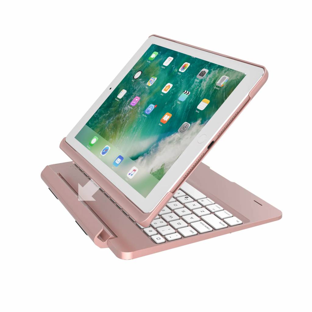 presentatie Duiker heelal iPad 2017 toetsenbord met afneembare case roze - Gratis Verzending -  iPadspullekes