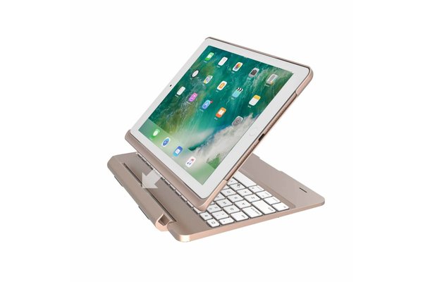 iPadspullekes.nl iPad 2017 toetsenbord met afneembare case goud