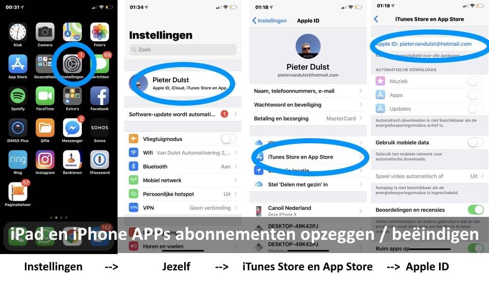 iPad en iPhone APPs abonnement opzeggen / beëindigen