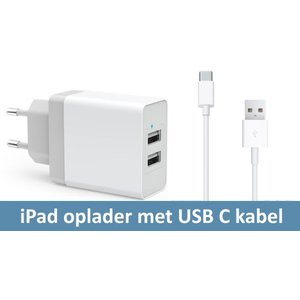 iPad oplader met 2x USB en USB C kabel voor - Gratis Verzending -