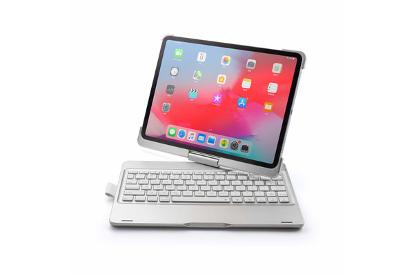 iPadspullekes.nl iPad Pro 11 toetsenbord draaibare case zilver