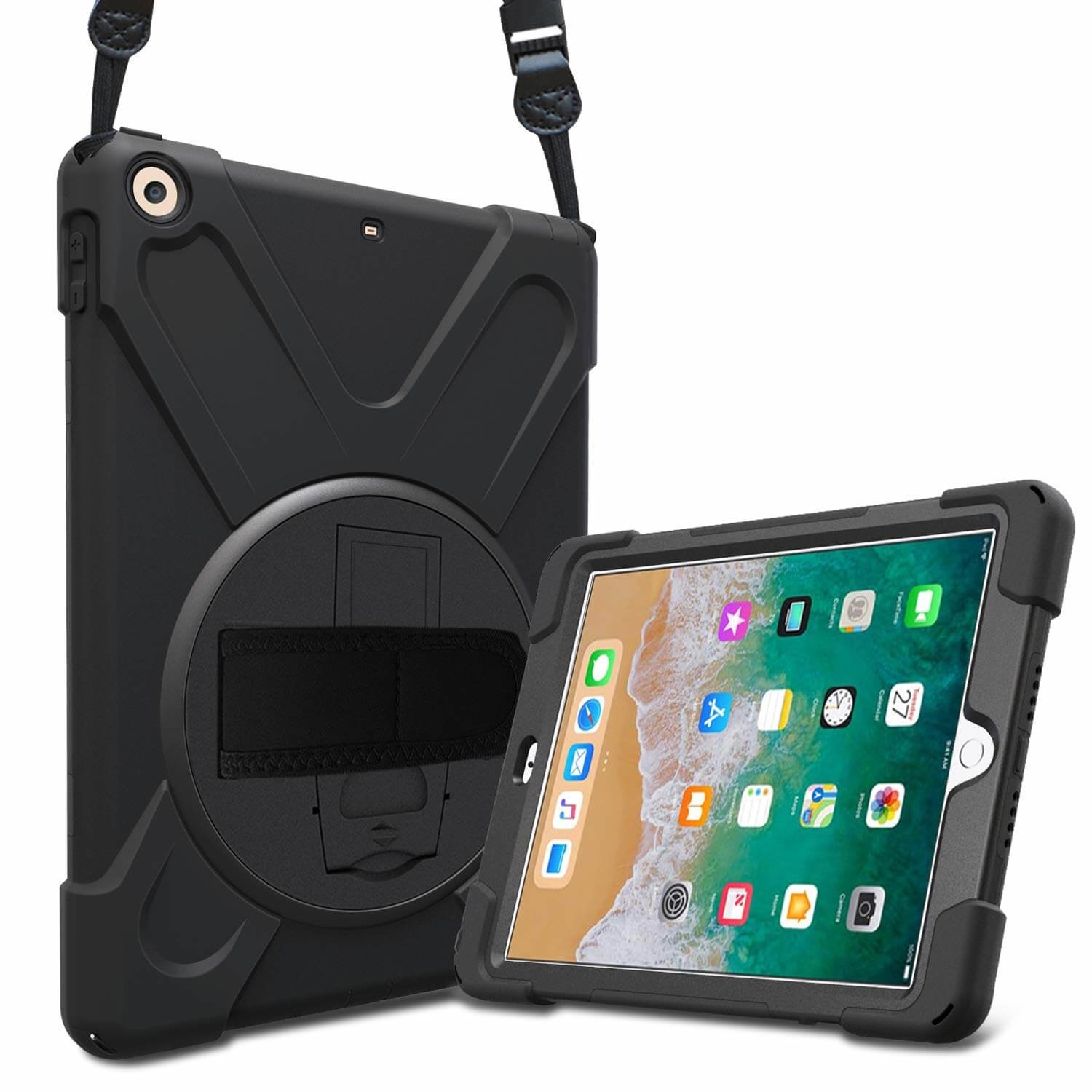 Bergbeklimmer duizelig Bekwaamheid iPad Air Protector Hoes met handvat en schouderriem en standaard -  iPadspullekes