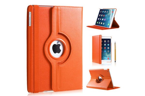 iPadspullekes.nl iPad Air 2019 hoes 360 graden oranje leer