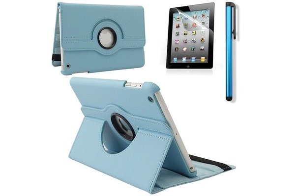 iPadspullekes.nl iPad Mini 5 hoes 360 graden leer licht blauw