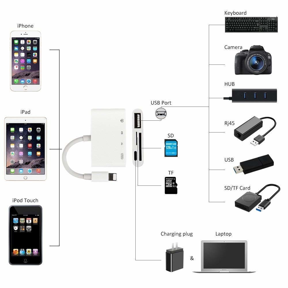 basketbal Wiskunde Induceren Camera connection kit 4 in 1 voor iPad met lightning aansluiting -  iPadspullekes