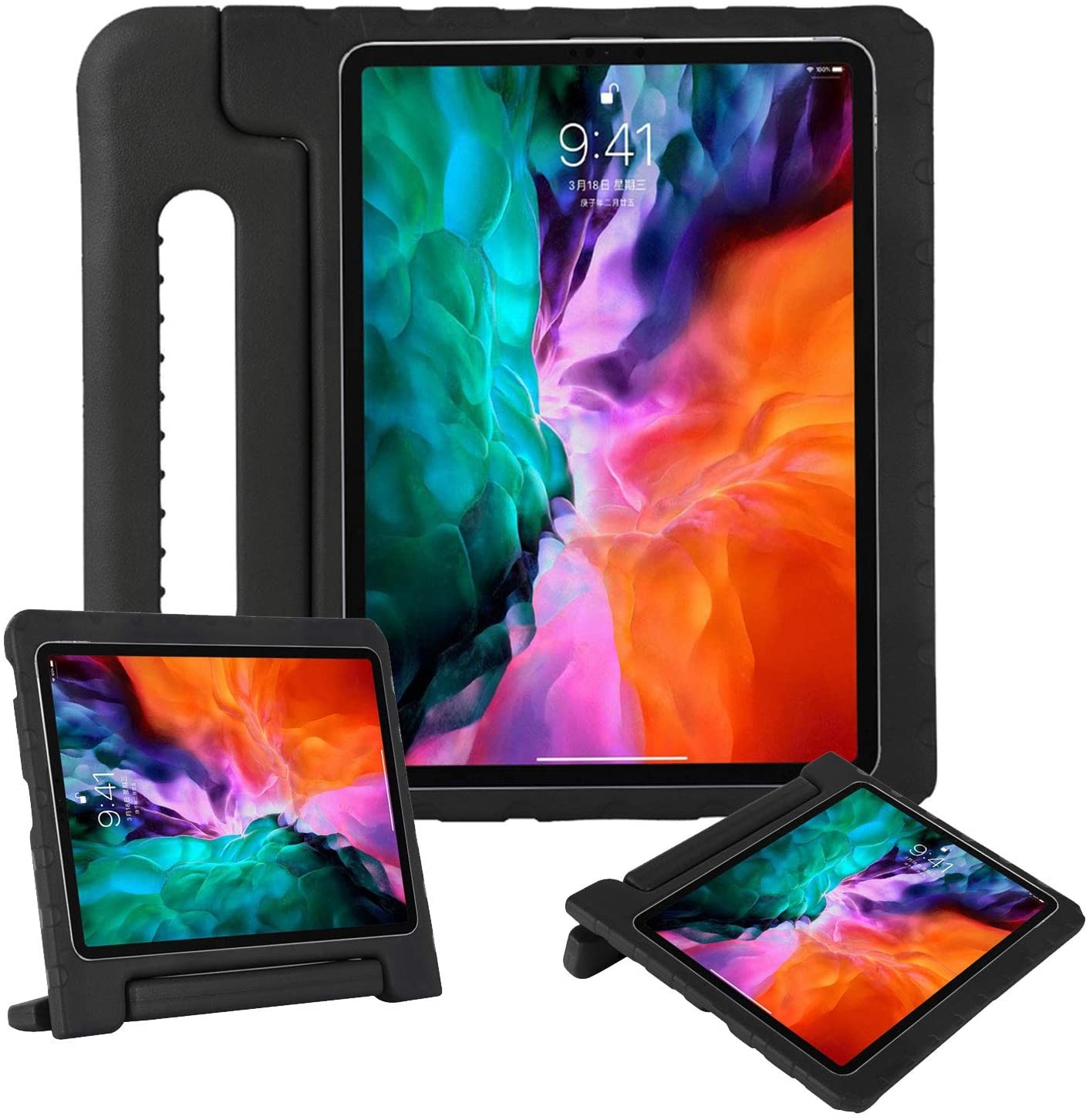 Wanorde verder bijkeuken iPad Pro 12,9 Inch 2020 & 2021 kinderhoes Zwart - iPadspullekes