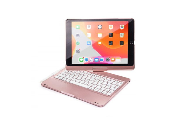 iPadspullekes.nl iPad 2020/2021 10.2 Inch toetsenbord draaibare case roze