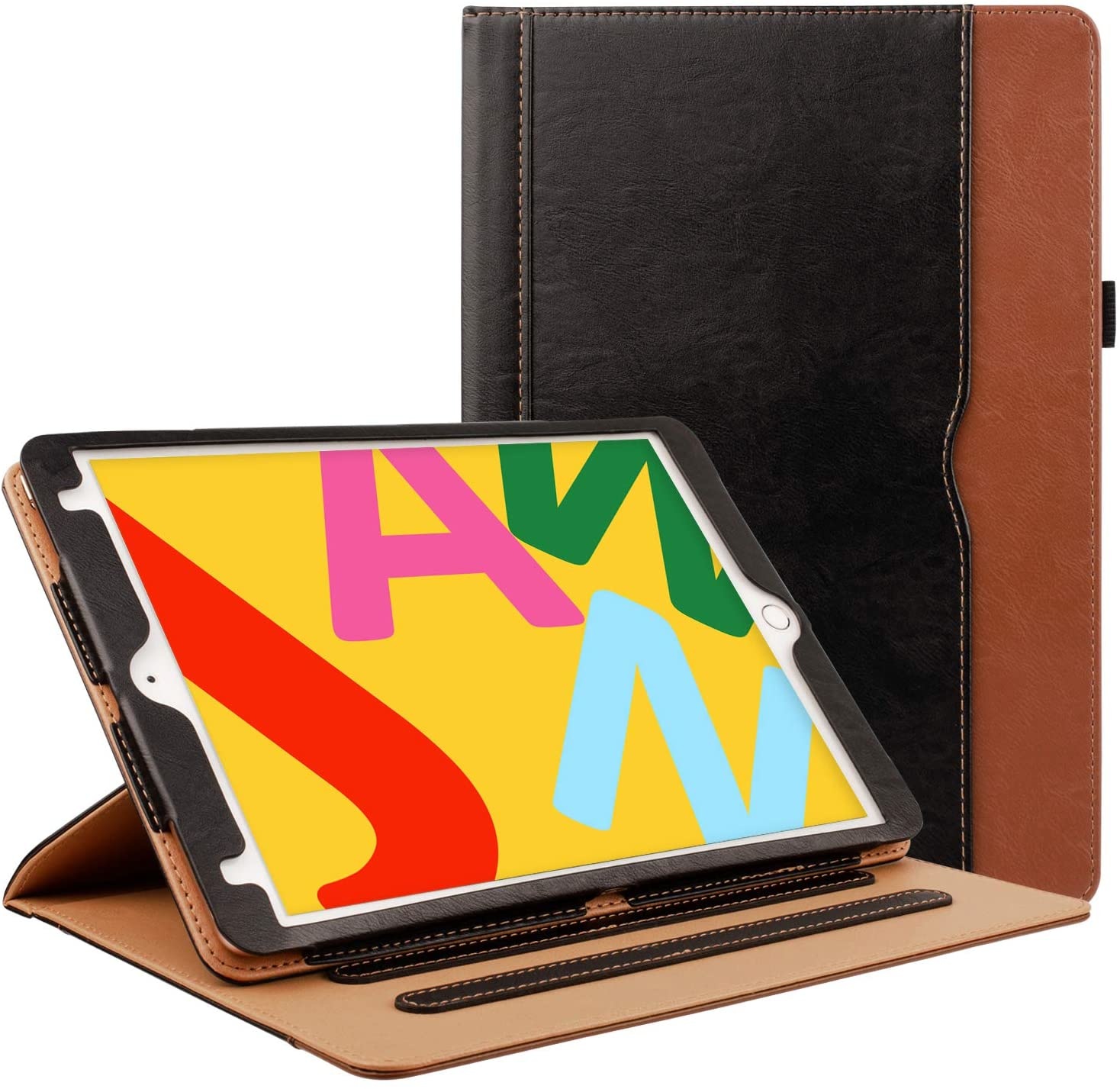 Poort omhelzing Somatische cel iPad hoes 2018 luxe leer bruin zwart - Gratis Verzending - iPadspullekes