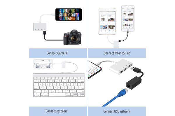 Camera connection kit 4 in 1 Lightning - iPadspullekes