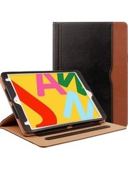 iPadspullekes.nl Apple iPad Air (2019) Luxe Leer bruin zwart - Auto Wake Functie - 3 Standen - Leren iPad Hoes - iPad Case - iPad Hoesje - iPad Cover - iPad Air 2019 - Bruin/Zwart