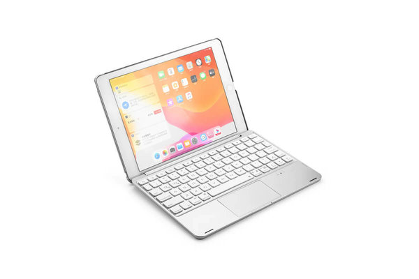 iPadspullekes.nl iPad 2020/2021 10.2 Inch  toetsenbord hoes zilver met touchpad