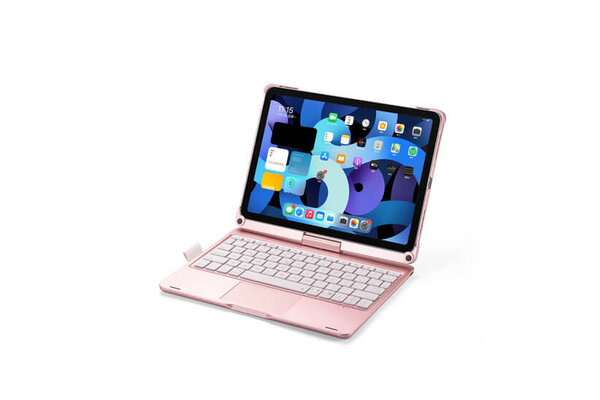 iPadspullekes.nl iPad Pro 11 inch 2020/2021/2022 Toetsenbord Case Rosé Goud 360 graden draaibaar met Touchpad  Muis