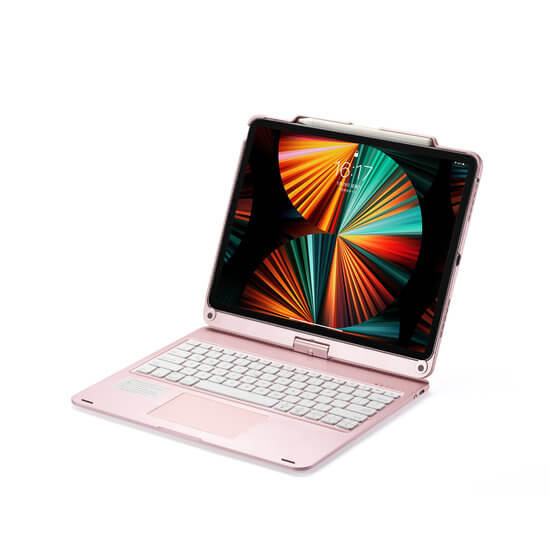iPad Pro 12.9 inch 2020/2021/2022 Toetsenbord Case Rosé Goud 360 graden draaibaar met Touchpad  Muis