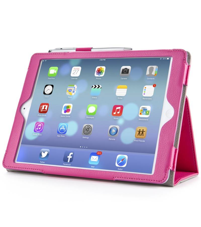 Leather Slim Book Case for iPad Air roze