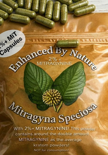 Kapseln /  Contains around  2x  more Mitragynine than regular  Kratom.25/ 50/ 100 gramm 