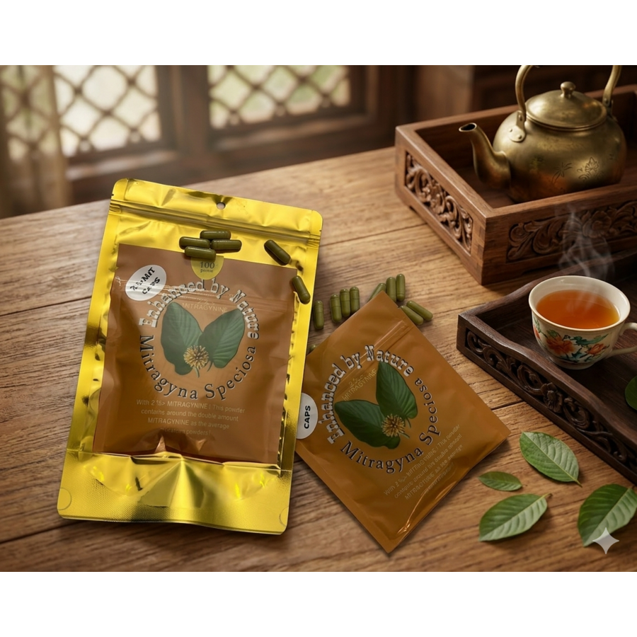 Diese Premium-Kapseln enthalten 2x mehr Mitragynin als reguläres Kratom. Hochkonzentriert und erhältlich in 25g, 50g und 100g.-1