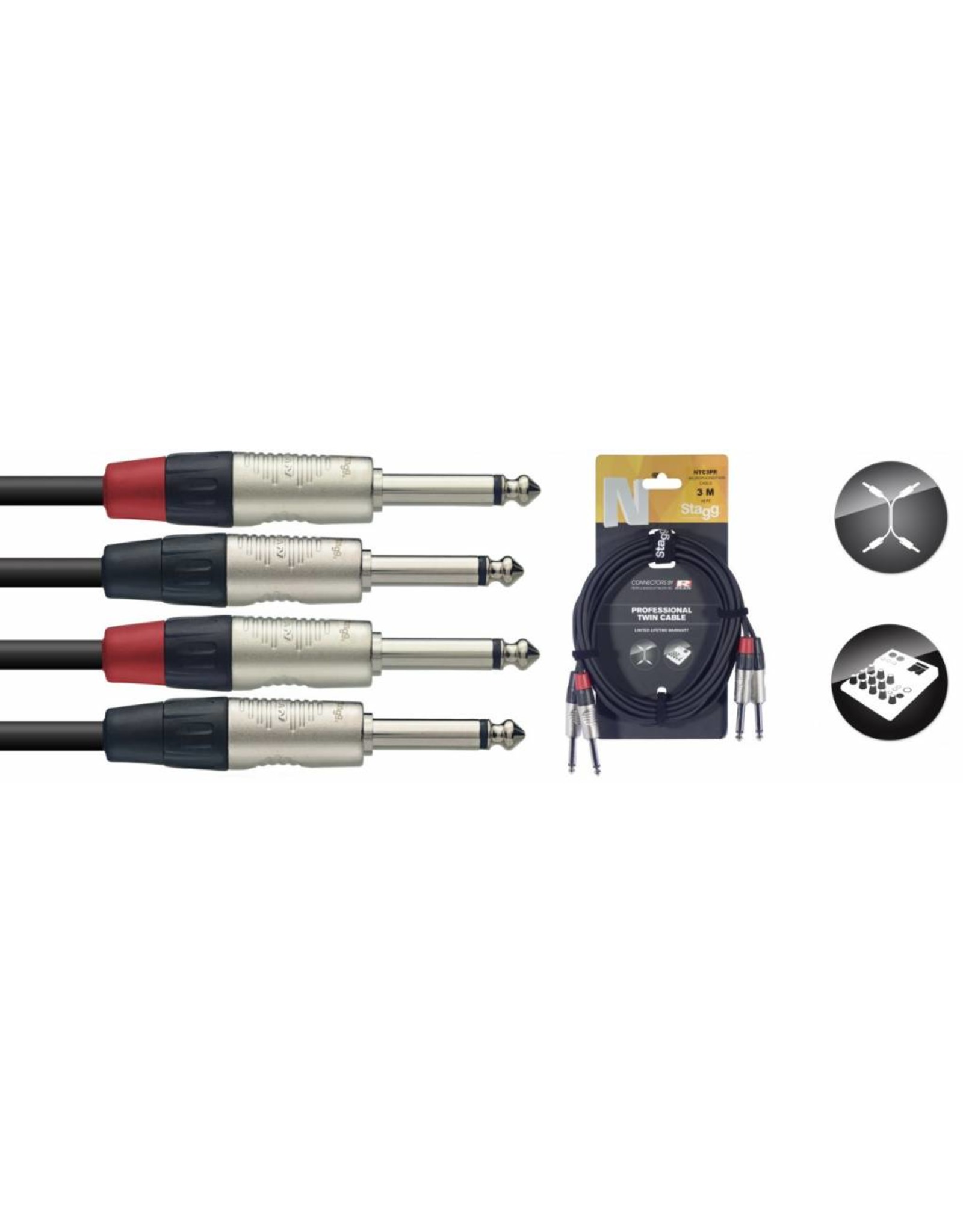 Stagg cable 2x jack - jack 3m