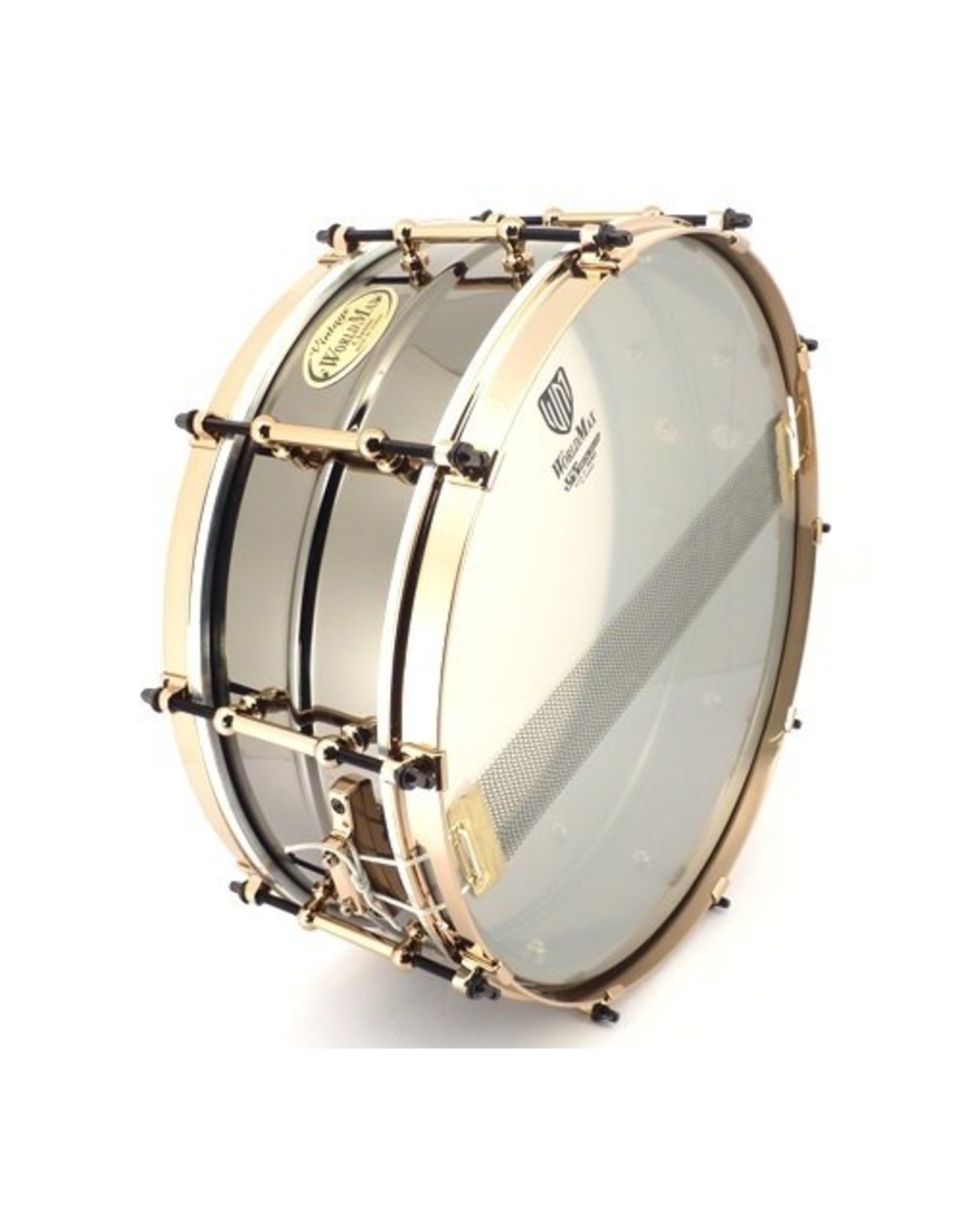 WorldMax Black Dawg 14'' x 6.5'' Hammered Brass Snare Drum at Gear4music